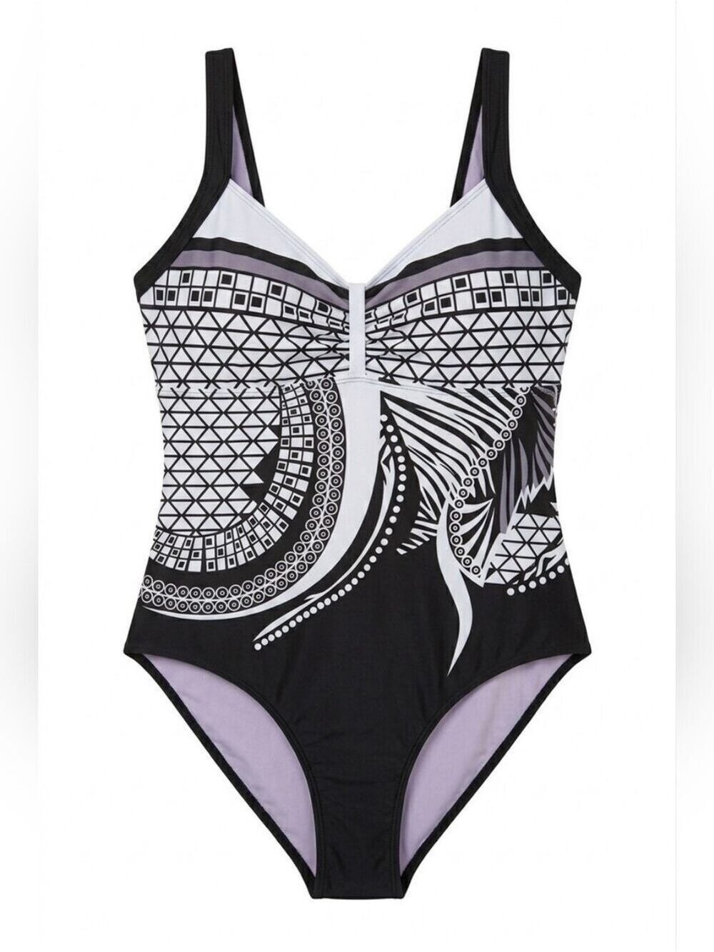 Black and White Geometric Swimsuit, XXL, New in Package